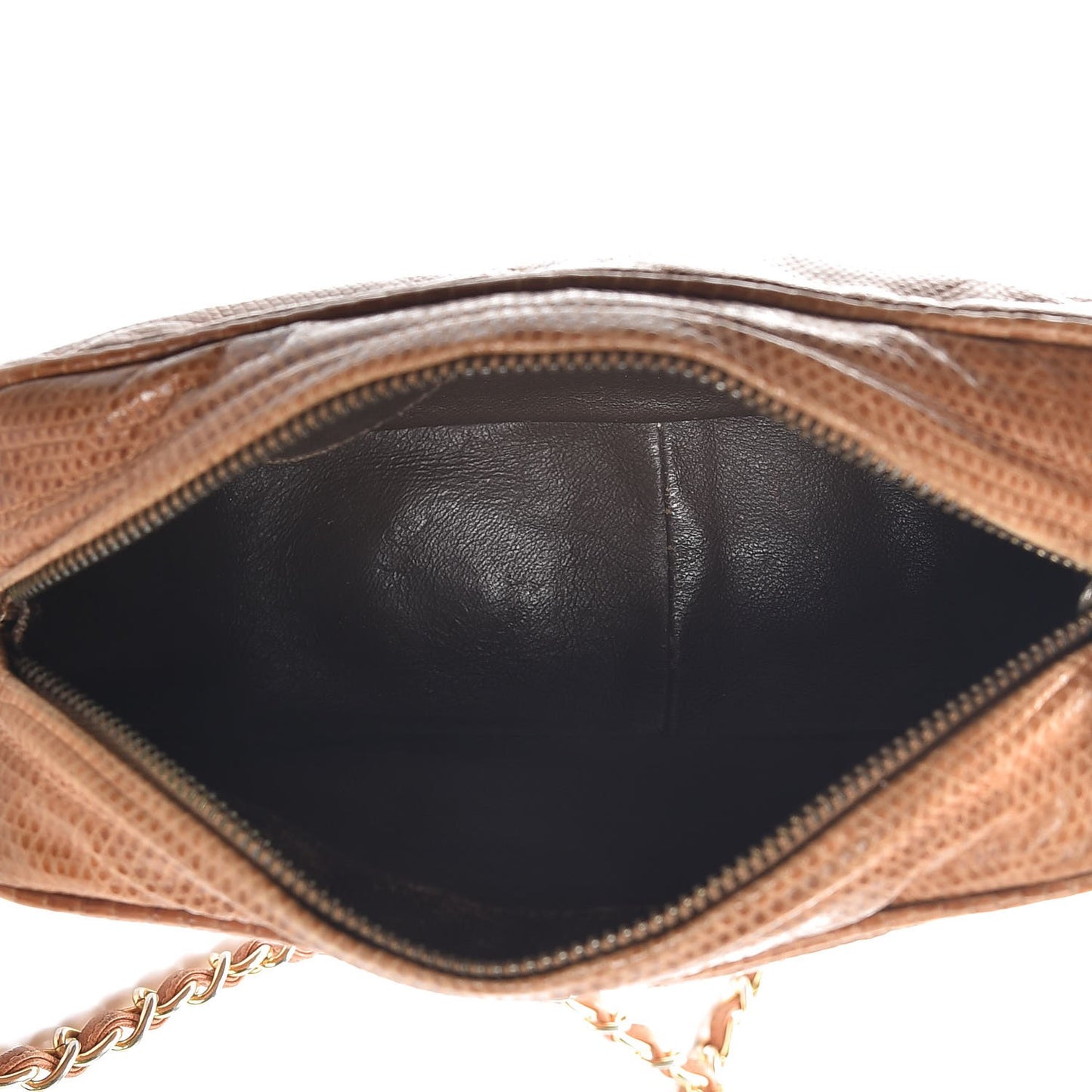 Lizard Quilted Tassel Camera Case Tan