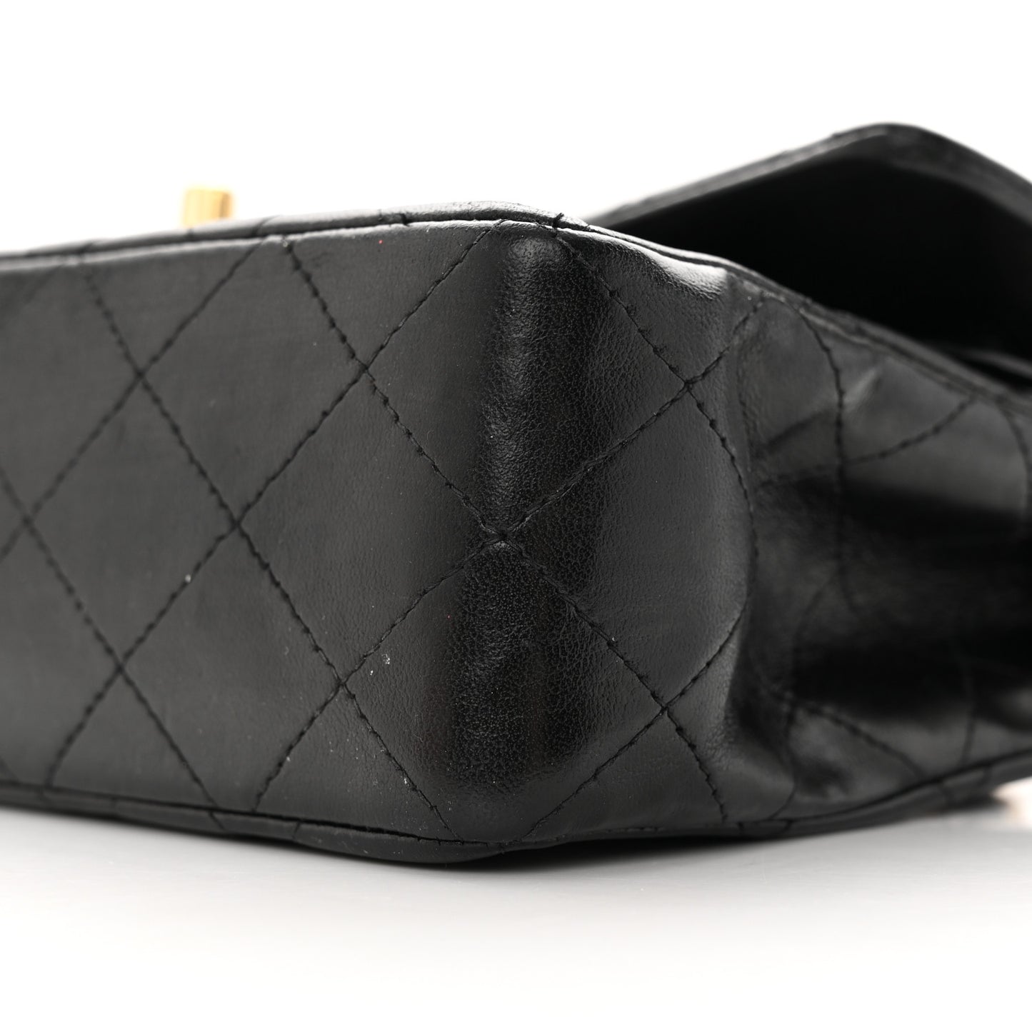 Lambskin Quilted Medium Double Flap Black