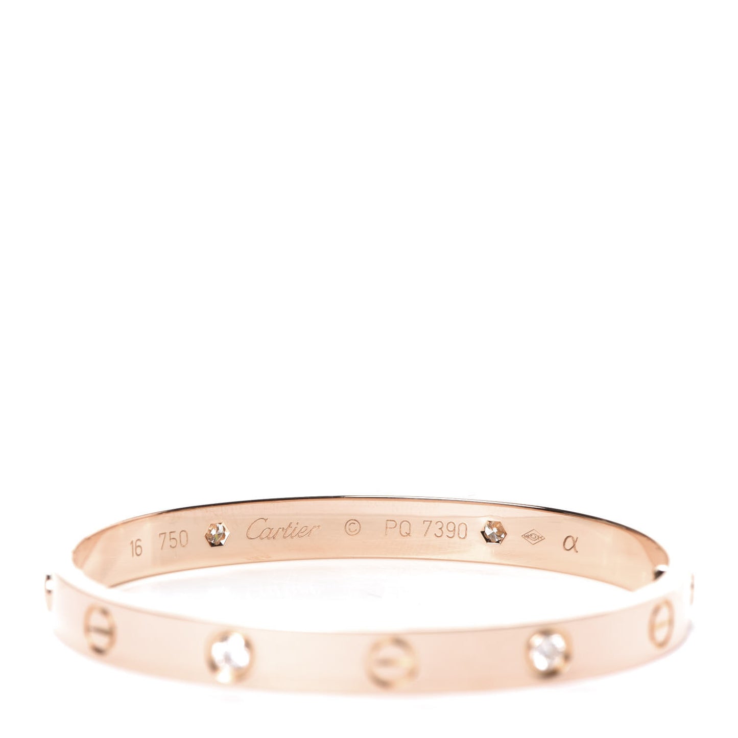 18K Pink Gold 4 Diamond LOVE Bracelet 16