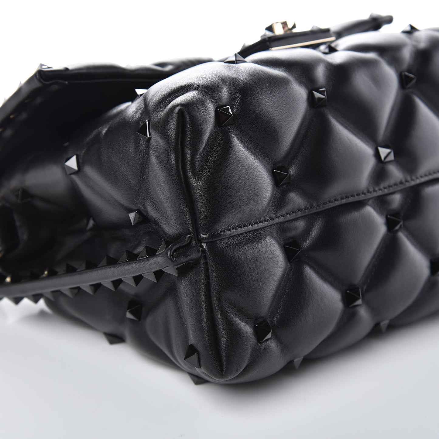 Nappa Monochrome Medium Candystud Top Handle Bag Black