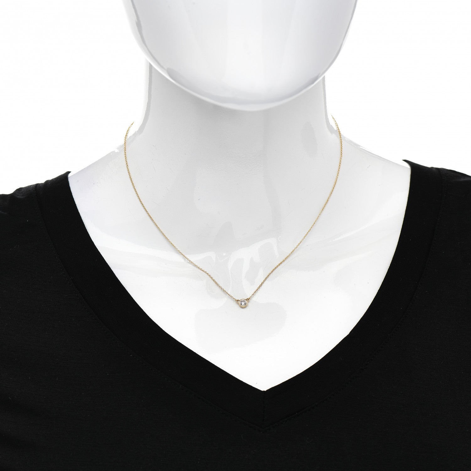Tiffany 18K Yellow Gold Diamond .17ct Elsa Peretti Diamonds by the Yard Pendant Necklace 2 of 5