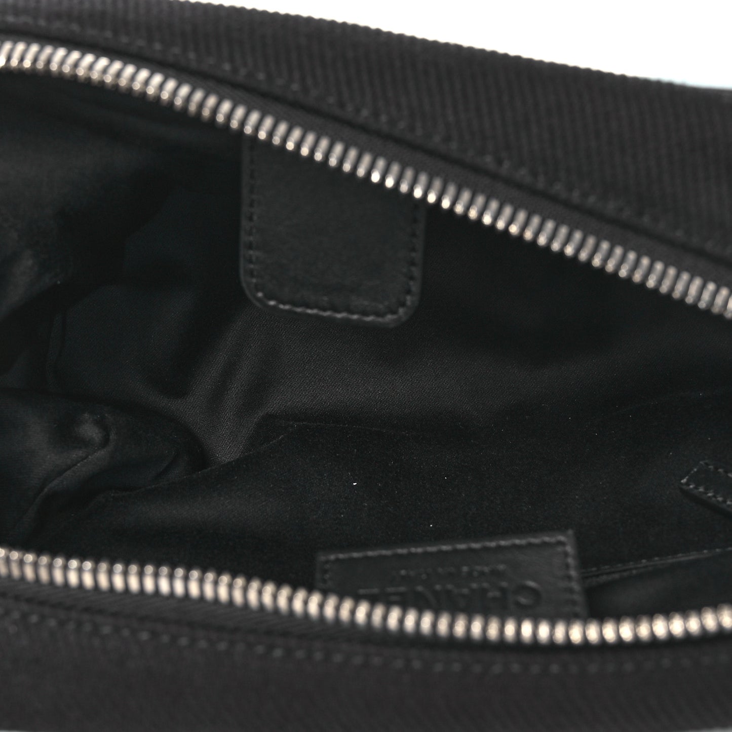 Canvas Calfskin Large Zippered Pouch Blue Black
