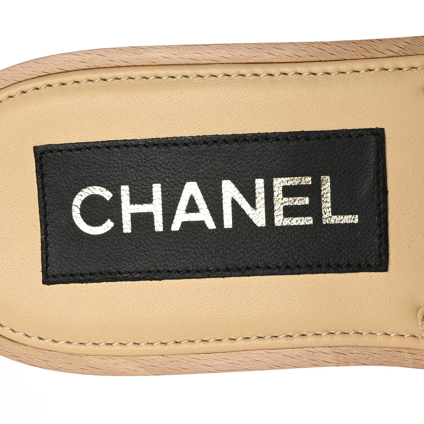 Lambskin Quilted CC Slip On Platform Sandals 39 Beige