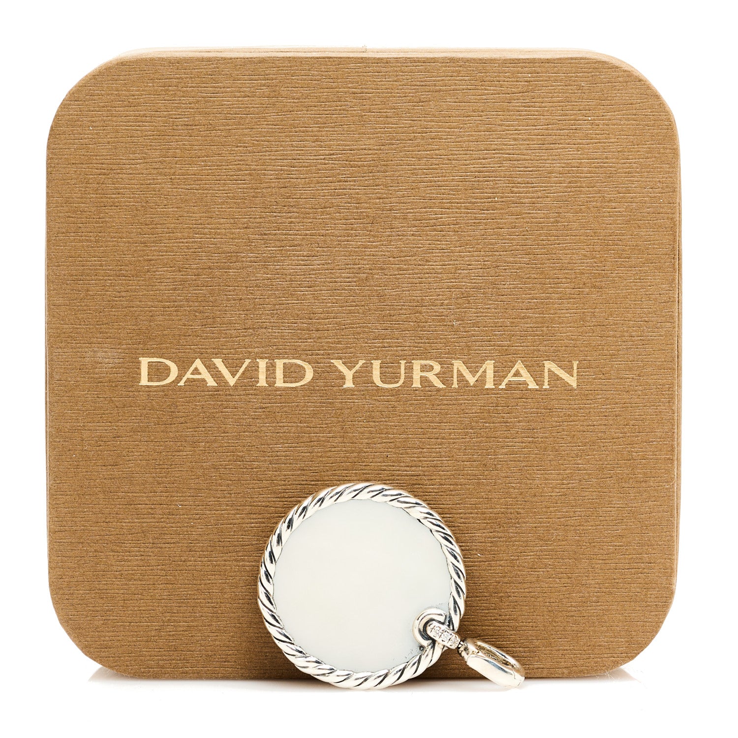 David Yurman Sterling Silver Diamond Onyx Mother of Pearl 27mm Elements Disc Pendant 5 of 5