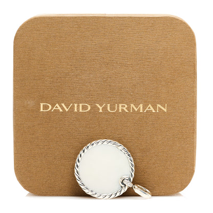 David Yurman Sterling Silver Diamond Onyx Mother of Pearl 27mm Elements Disc Pendant 5 of 5