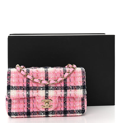 Chanel Metallic Tweed Quilted Mini Rectangular Flap Pink Navy White 11 of 11