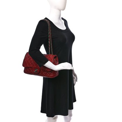 Chanel Lambskin Quilted Jumbo Single Flap Dark Red 2 of 9