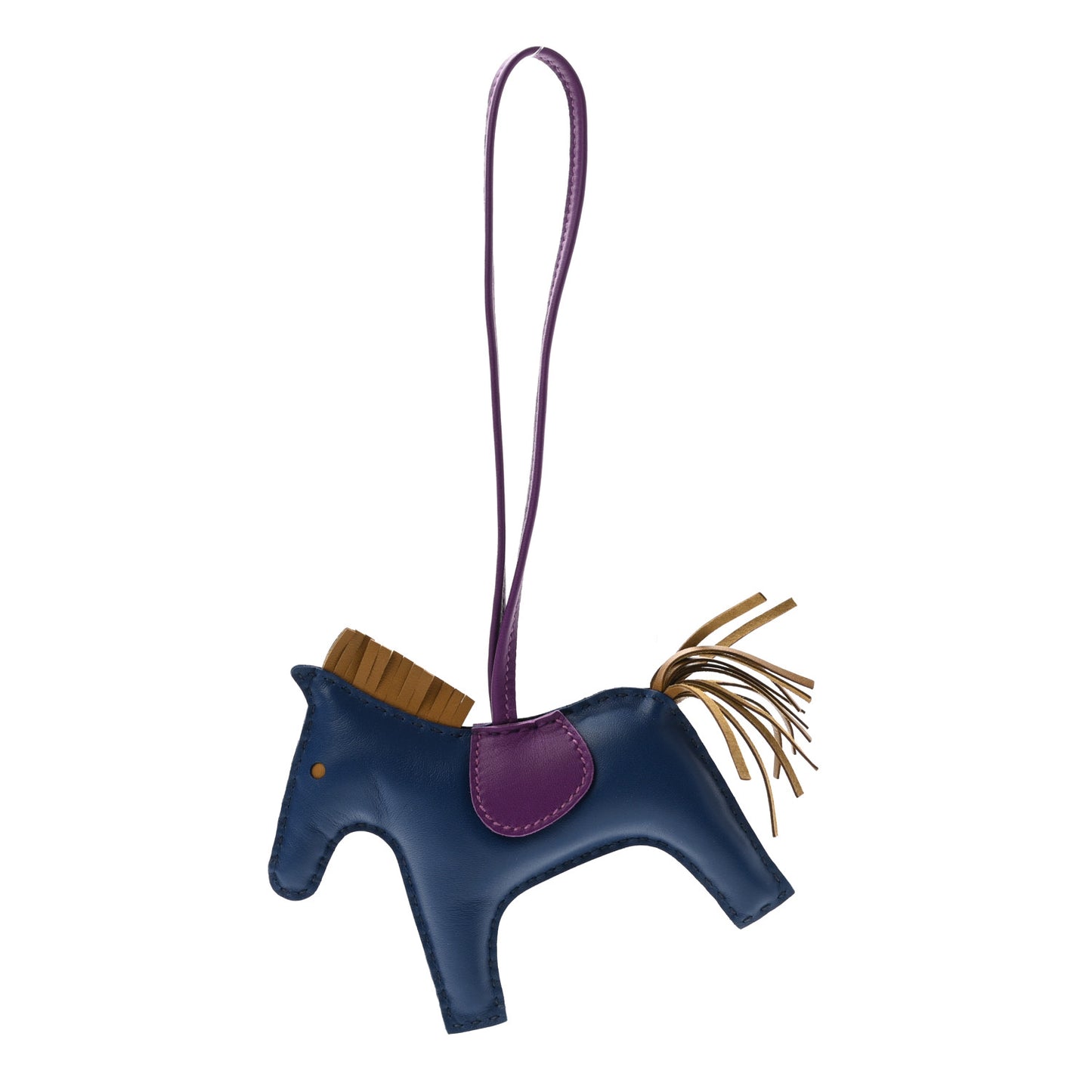 Milo Lambskin Grigri Rodeo Horse Bag Charm MM Bleu de Malte Kraft Violet