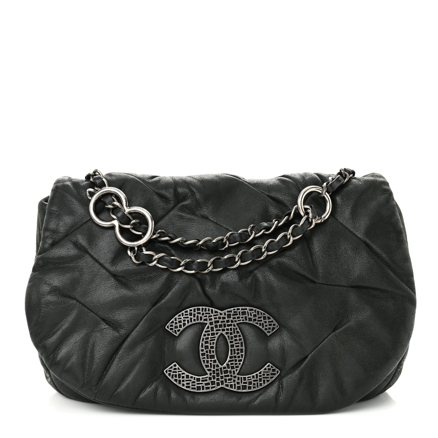 Chanel Iridescent Calfskin Glint Flap Black 1 of 12