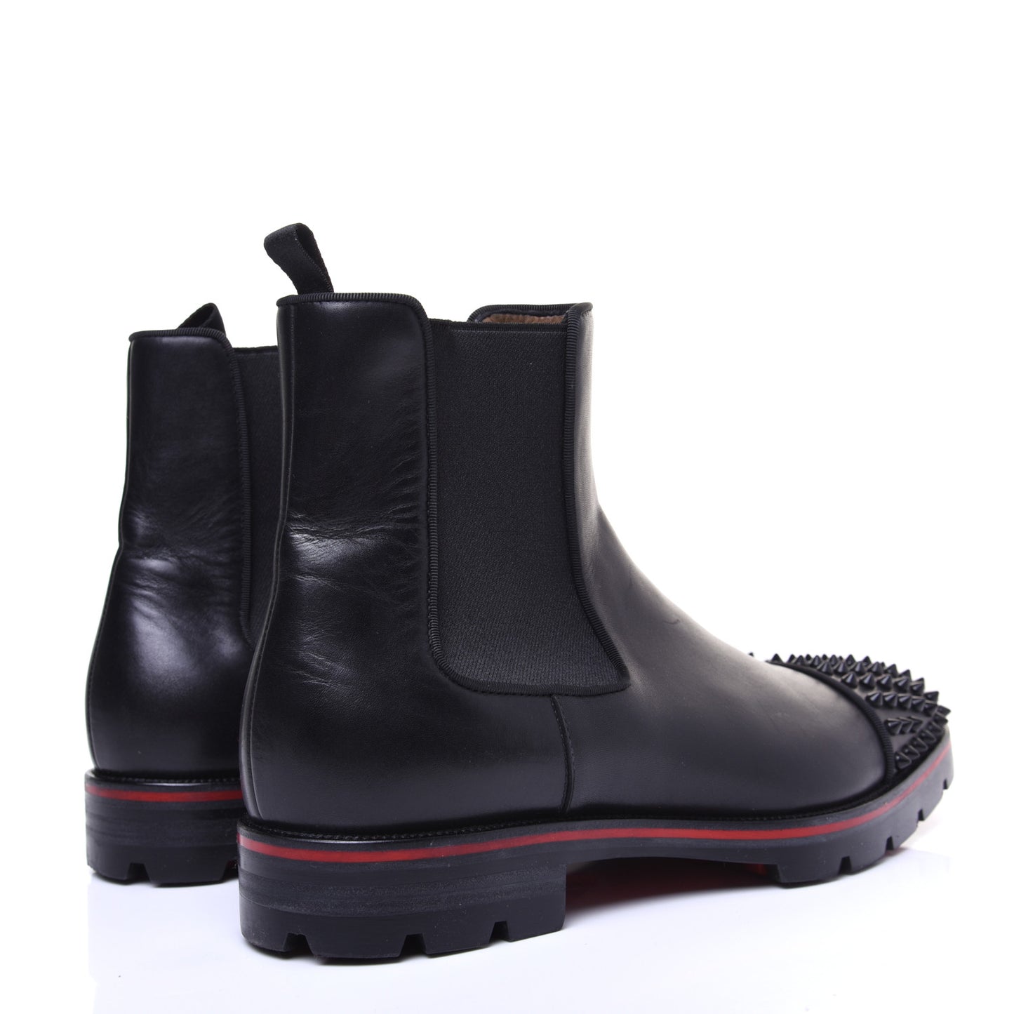 Calfskin Mens Melon Spikes Flat Chelsea Boots 43.5 Black