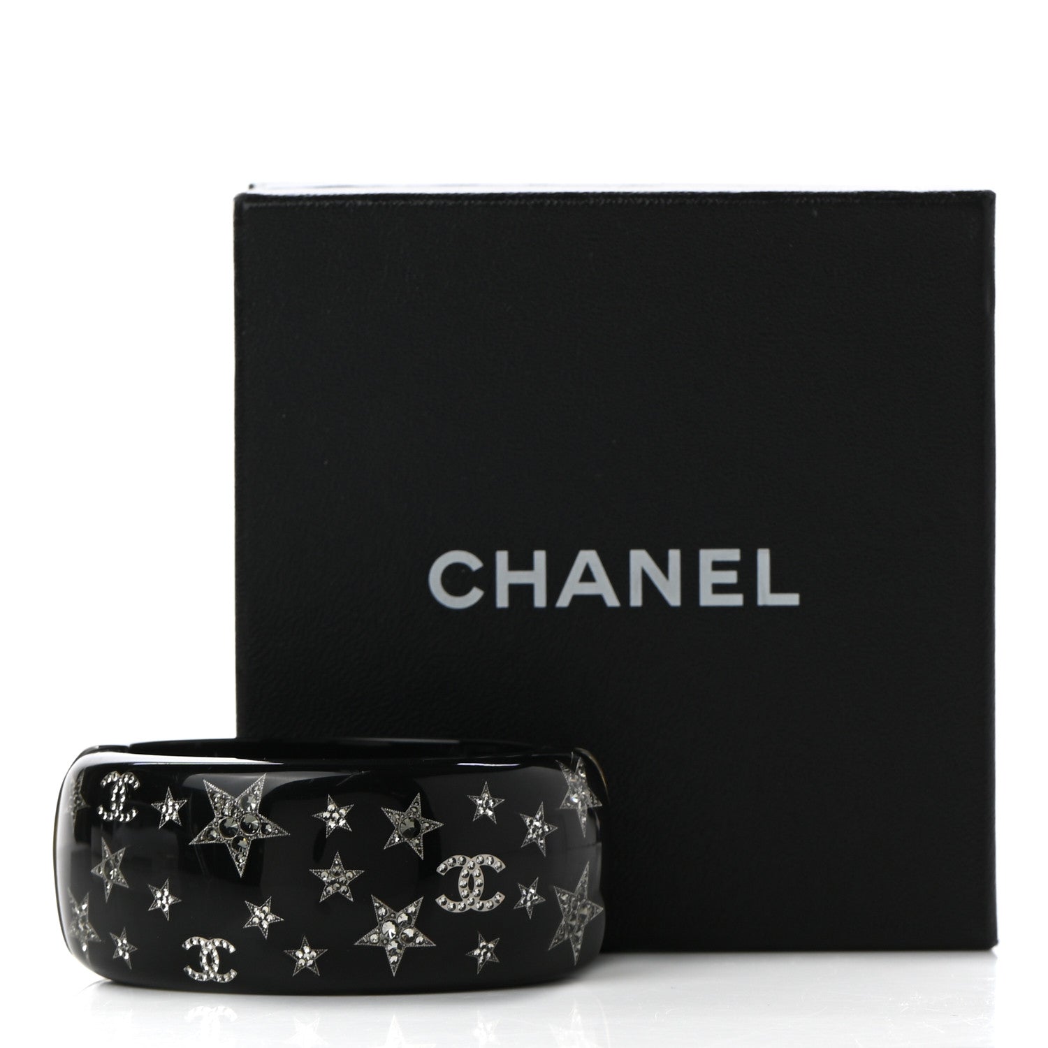 Chanel Resin Strass CC Stars Cuff Black 5 of 5