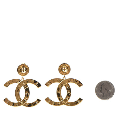 Chanel Metal Large Paris Button Earrings Gold 2 of 4