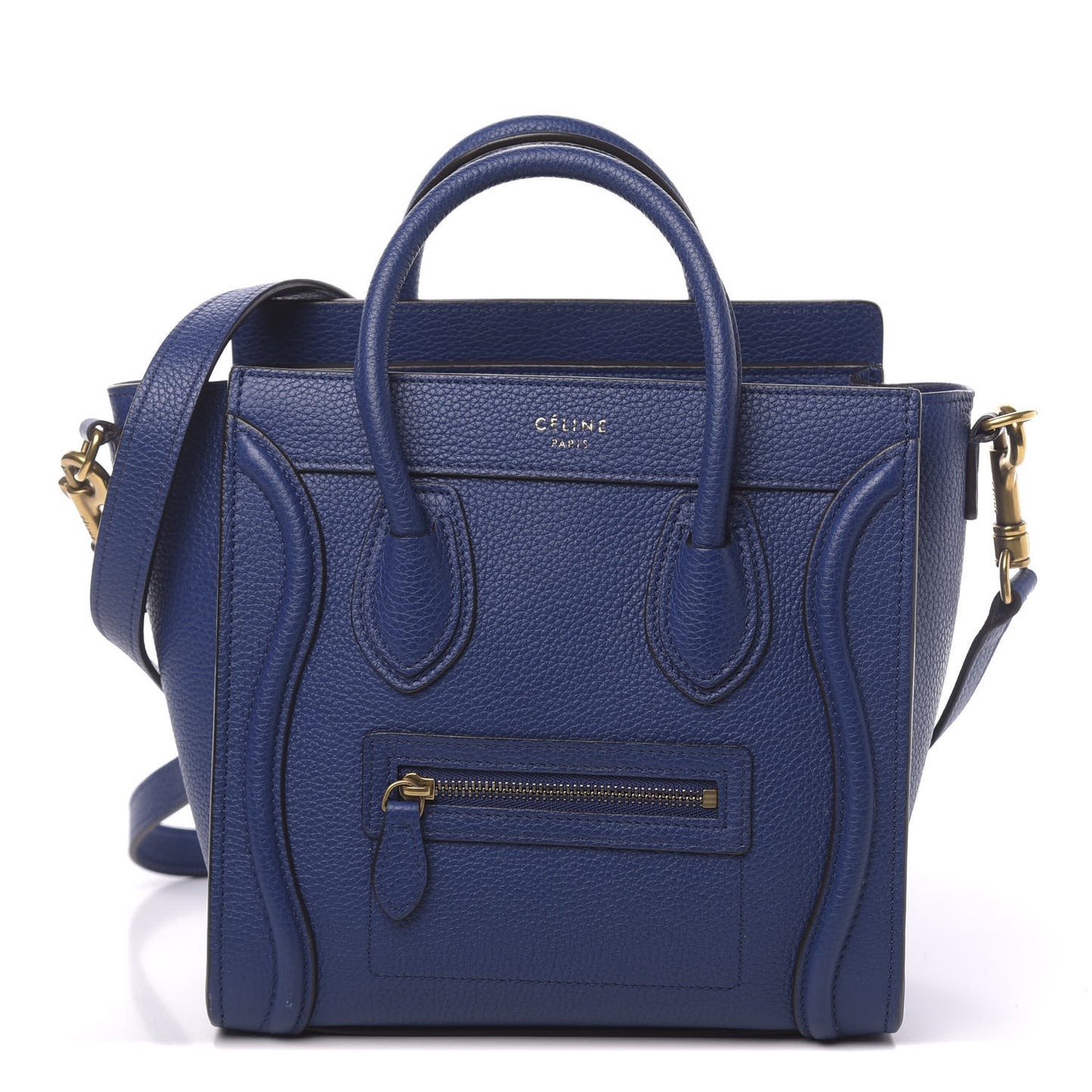 Drummed Calfskin Nano Luggage Indigo