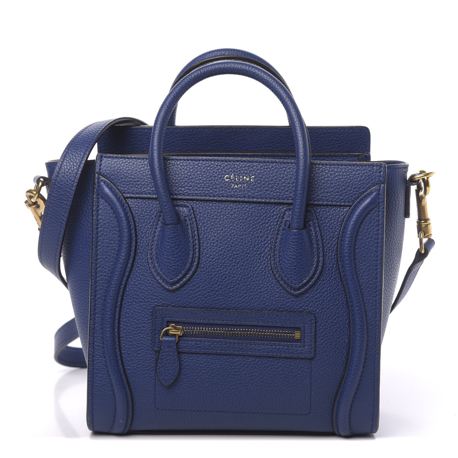 Celine Drummed Calfskin Nano Luggage Indigo 1 of 12