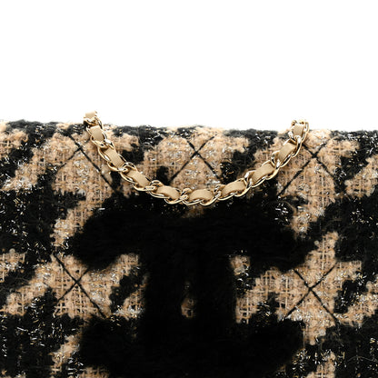 Chanel Tweed Shearling Quilted Chanel Wallet On Chain WOC and Coin Purse Beige Black 6 of 14