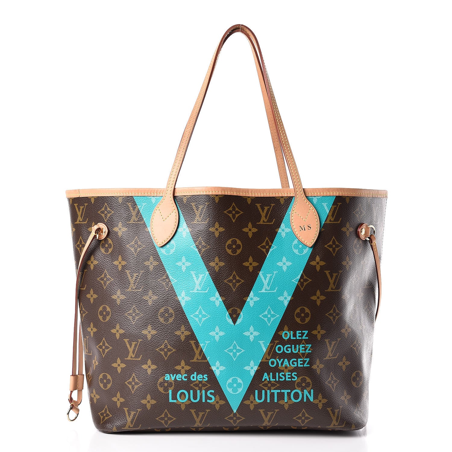 Louis Vuitton Monogram V Neverfull MM Turquoise 3 of 14