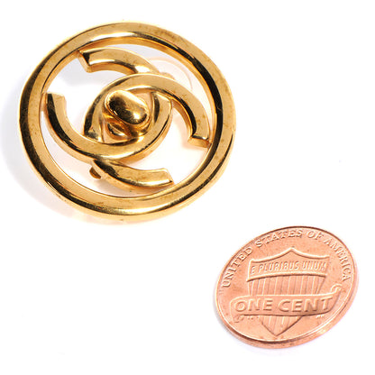 Chanel CC Turnlock Large Clip On Earrings Gold 2 of 5