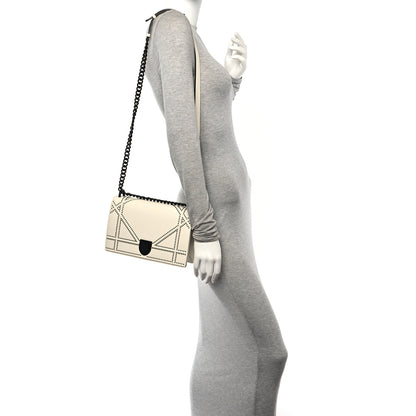 Christian Dior Ultra Matte Calfskin Studded Medium Diorama Flap Bag White Black 2 of 9