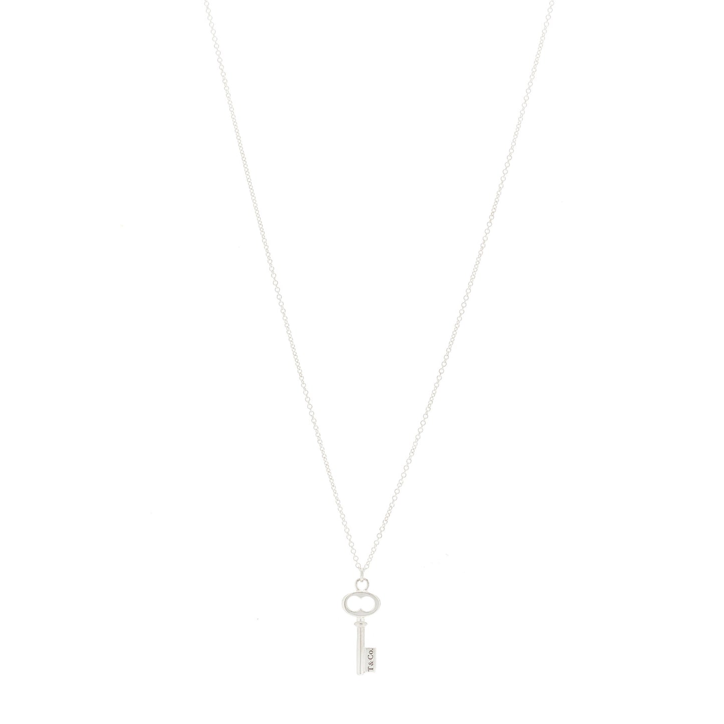 Sterling Silver Mini Oval Key Pendant Necklace