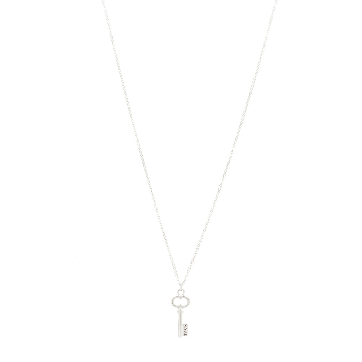Tiffany Sterling Silver Mini Oval Key Pendant Necklace 1 of 6