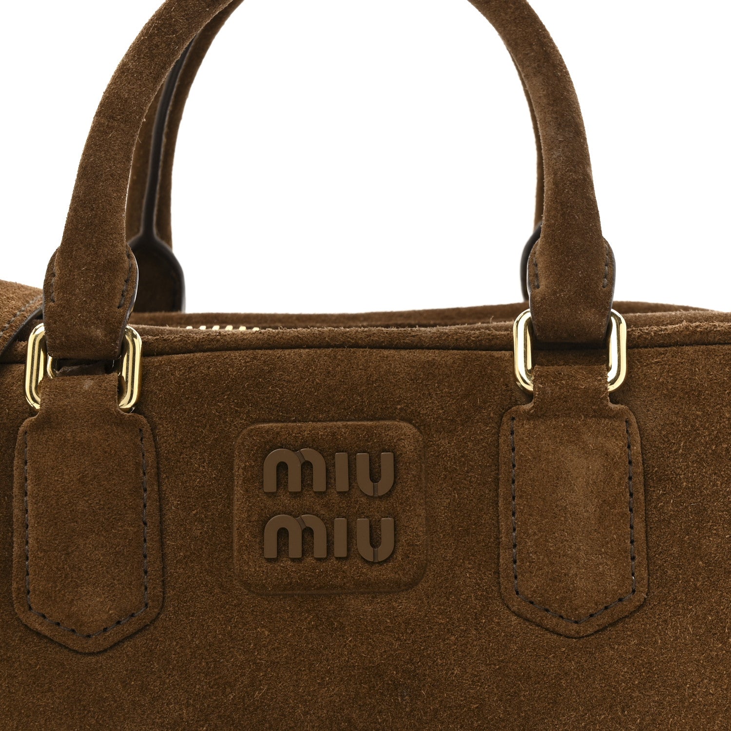 Miu Miu Suede Padded Regular Arcadie Top Handle Bag Cocoa Brown 7 of 9