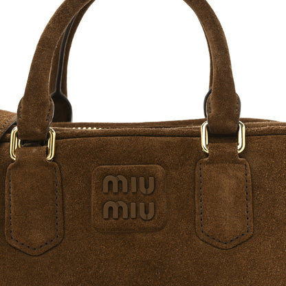 Miu Miu Suede Padded Regular Arcadie Top Handle Bag Cocoa Brown 7 of 9