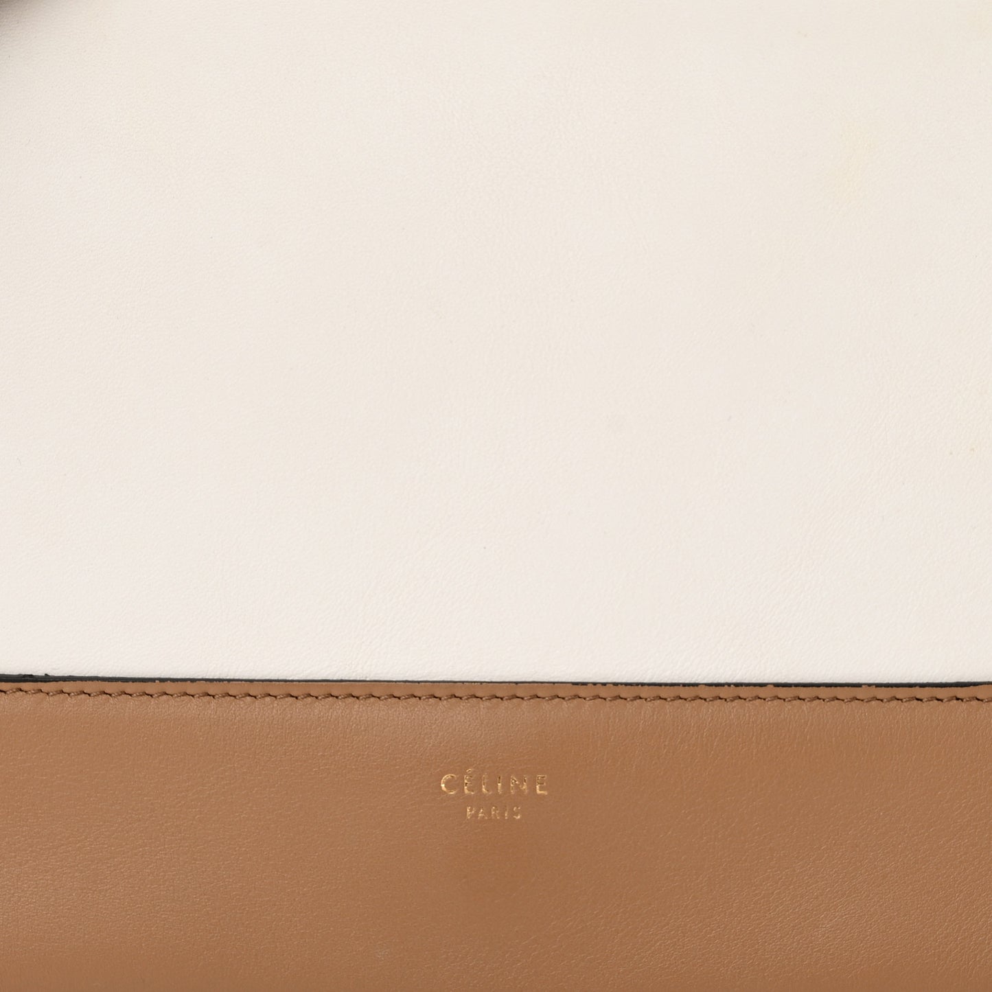 Shiny Smooth Calfskin Medium Frame Shoulder Bag Tan Optic White