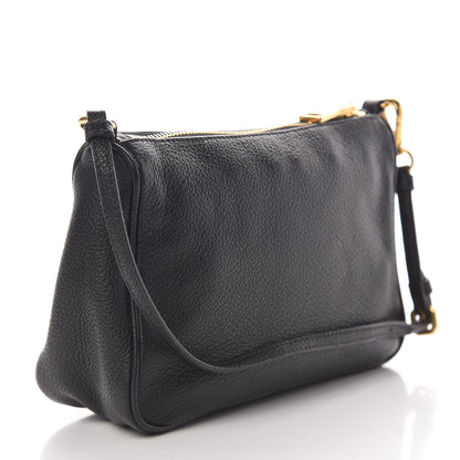 Prada Vitello Daino Pochette Bag Black 3 of 10