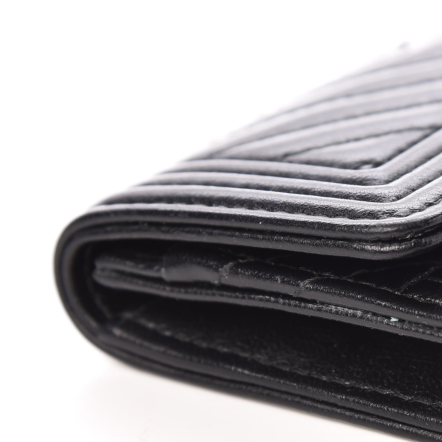 Chanel Lambskin Chevron Quilted Boy Card Holder Wallet Black 10 of 14