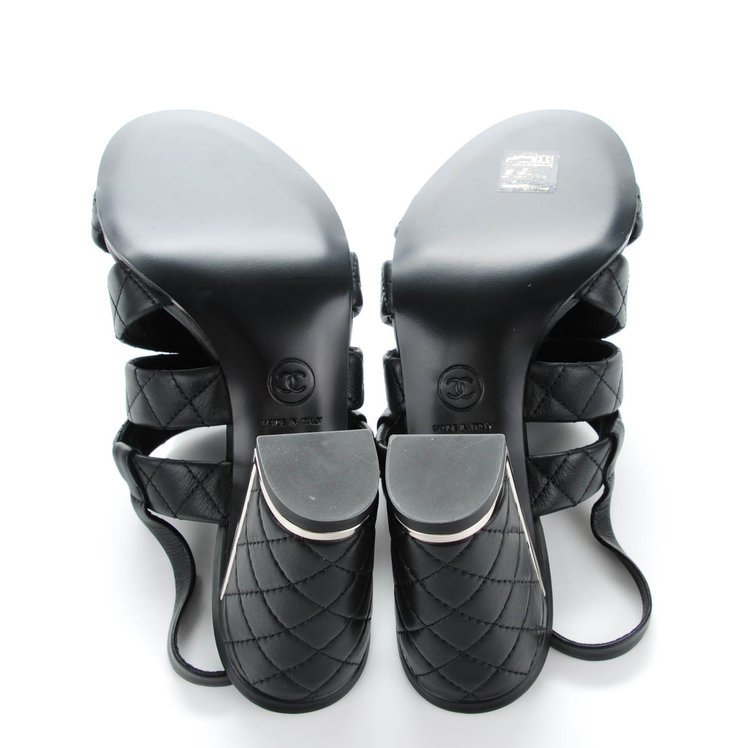 Chanel Calfskin Quilted Sandals 36 Black 5 of 9