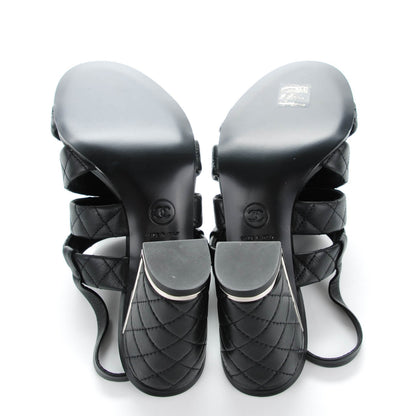 Chanel Calfskin Quilted Sandals 36 Black 5 of 9