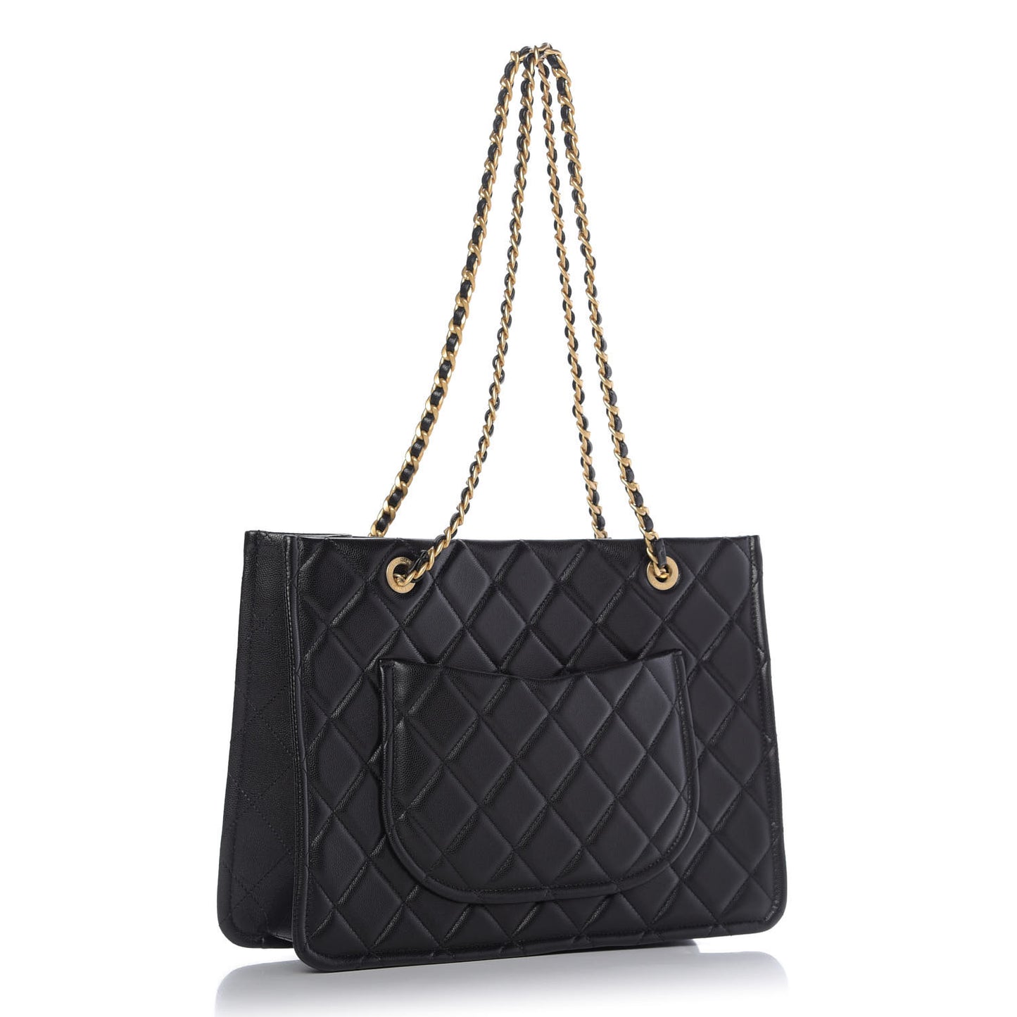 Caviar Quilted Sweet Classic Shopping Tote Black