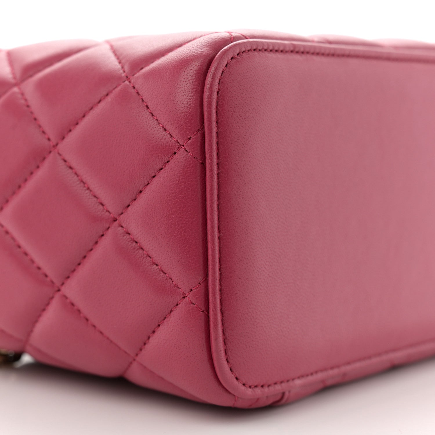 Chanel Lambskin Quilted Small Top Handle Vanity Case With Chain Dark Pink 9 of 12