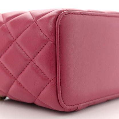 Chanel Lambskin Quilted Small Top Handle Vanity Case With Chain Dark Pink 9 of 12