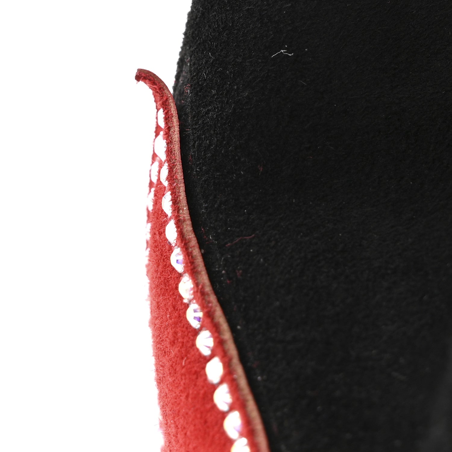 Christian Louboutin Suede Strass Love Marie Jane Bucket Black Red 11 of 12