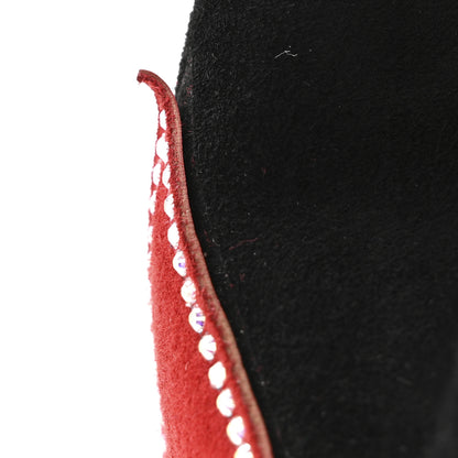 Christian Louboutin Suede Strass Love Marie Jane Bucket Black Red 11 of 12