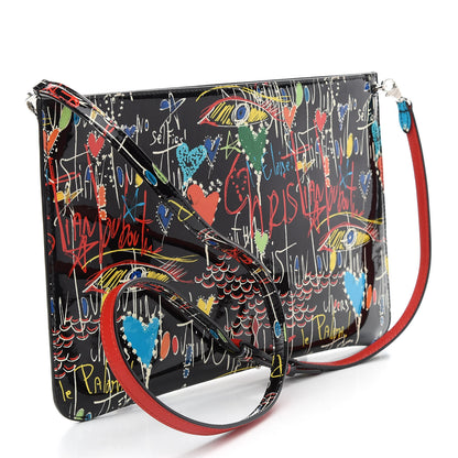 Christian Louboutin Patent Loubitag Loubiclutch Graffiti Clutch Black 3 of 10