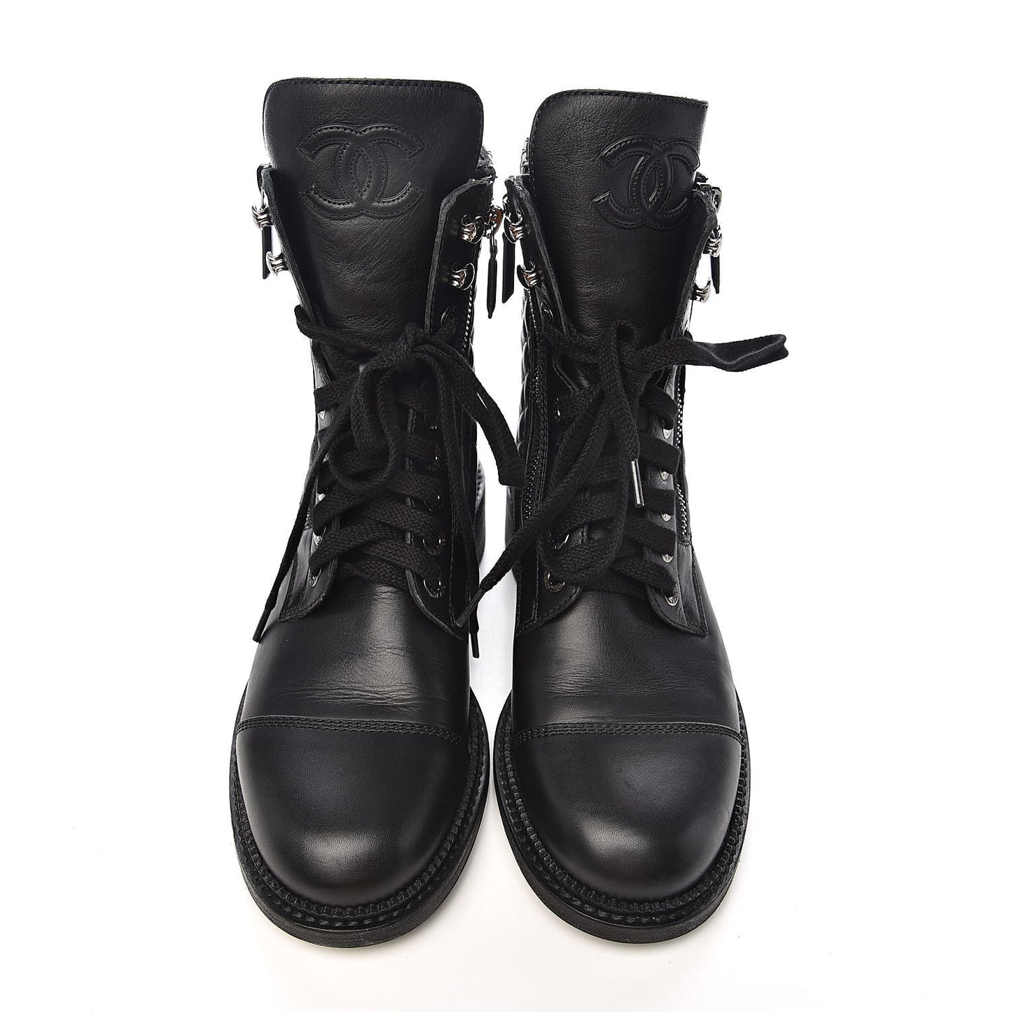 Calfskin Combat Boots 38 Black