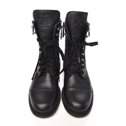 Chanel Calfskin Combat Boots 38 Black 9 of 10