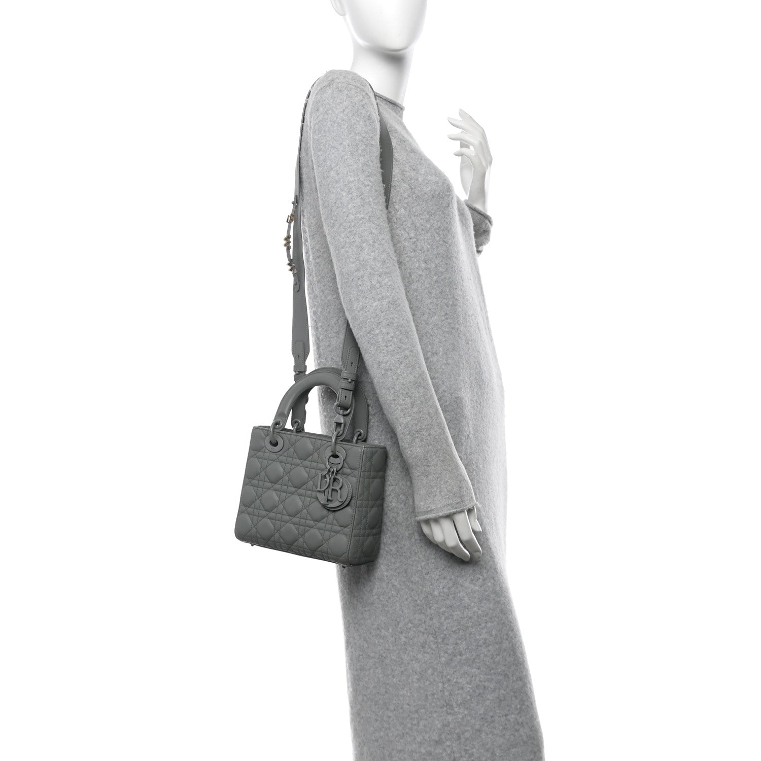 Christian Dior Ultra Matte Calfskin Cannage Small My ABCDior Lady Dior Gray 2 of 10