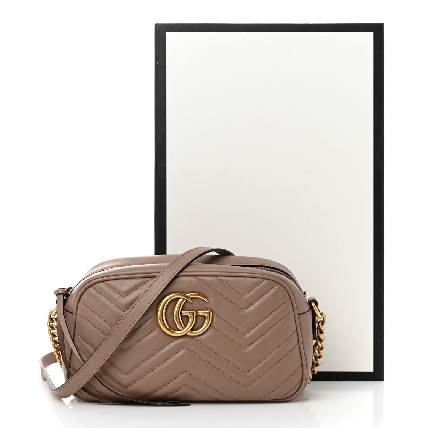 Calfskin Matelasse Small GG Marmont Chain Shoulder Bag Porcelain Rose
