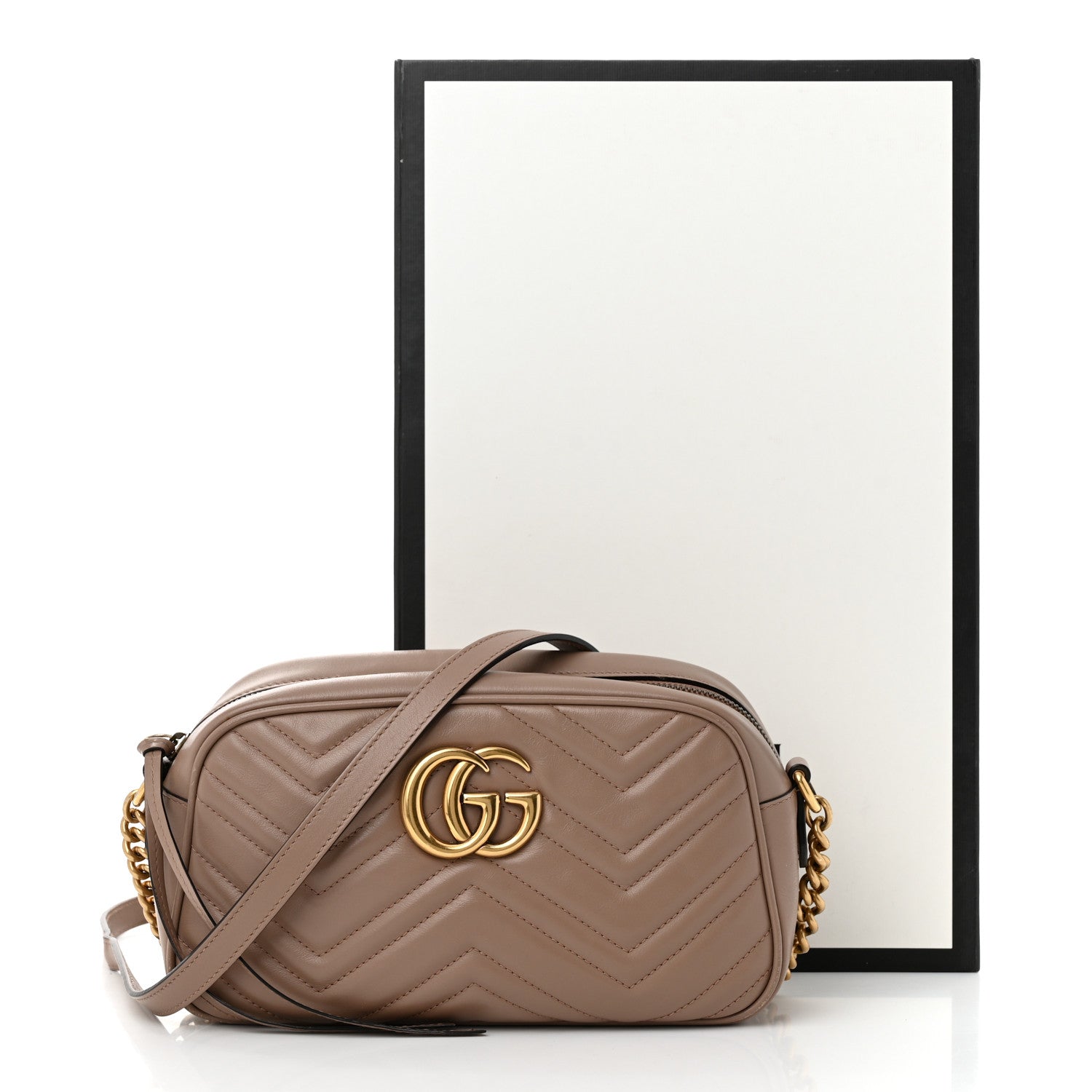 Gucci Calfskin Matelasse Small GG Marmont Chain Shoulder Bag Porcelain Rose 12 of 12