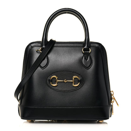 Gucci Boarded Plutone Calfskin Small Horsebit 1955 Top Handle Bag Black 1 of 11