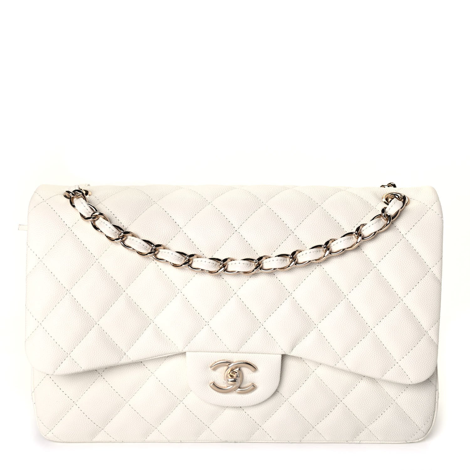 Chanel Caviar Quilted Jumbo Double Flap White 1 of 4