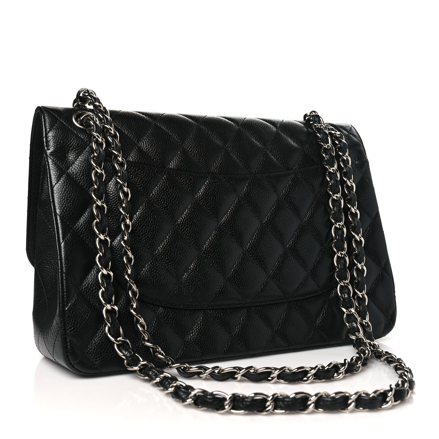 Caviar Quilted Jumbo Double Flap Black