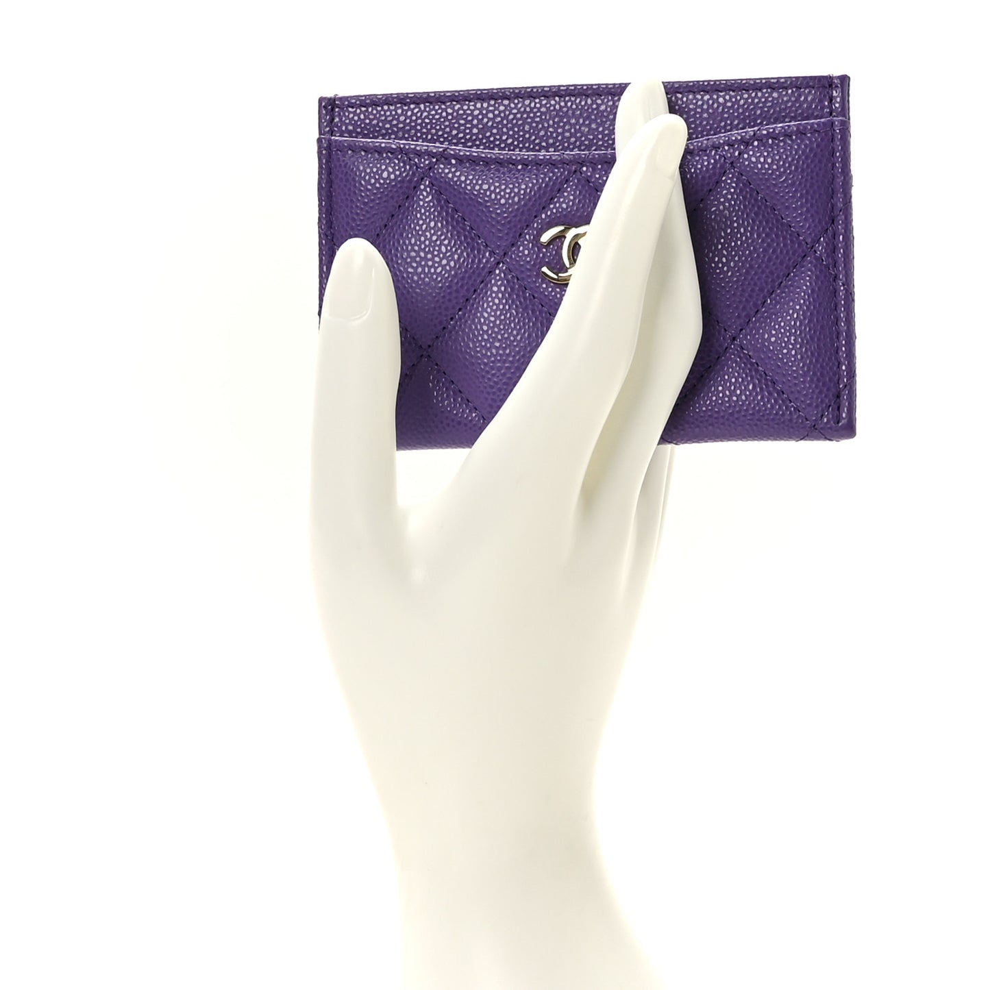 Caviar Quilted Card Holder Purple