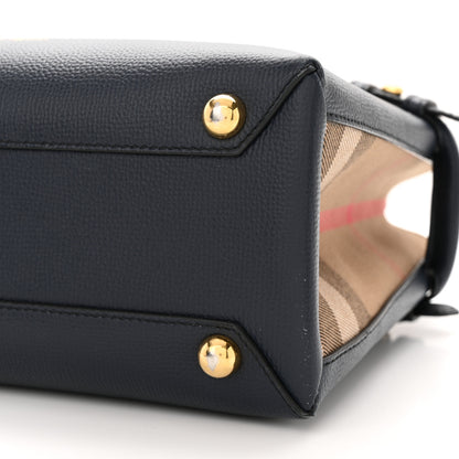 Burberry Derby Calfskin House Check Small Banner Tote Ink Blue 9 of 13