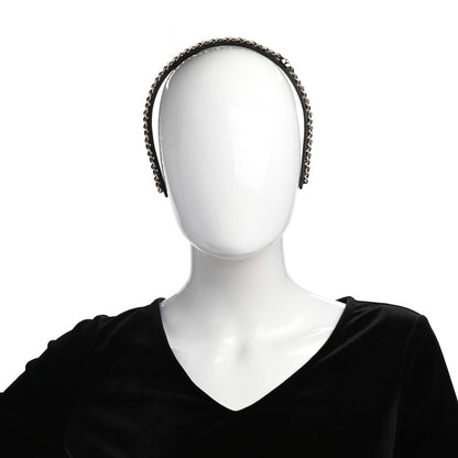 Chanel Metal Lambskin Chain CC Headband Black Gold 2 of 5