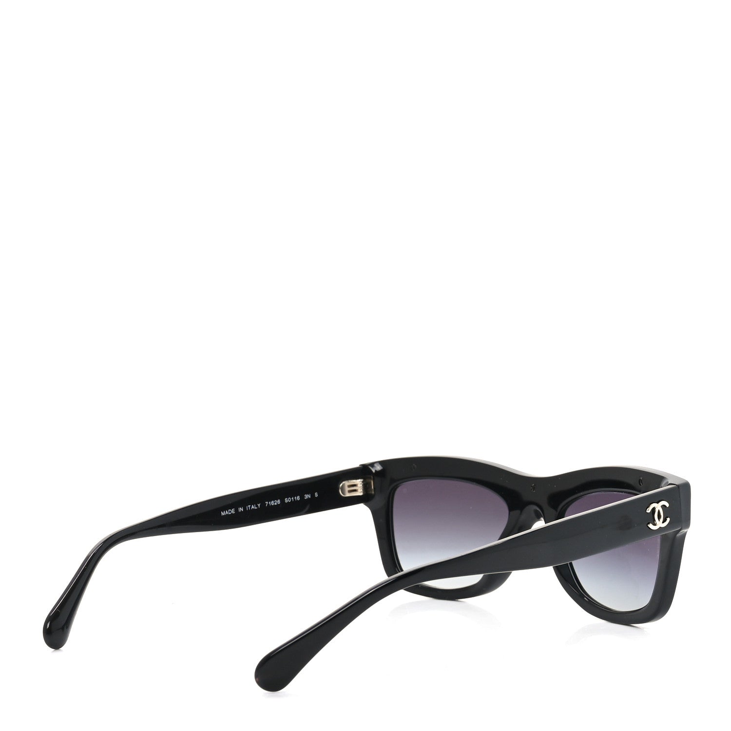 Chanel Acetate Calfskin Chain Rectangle Sunglasses 71626 Black 4 of 7