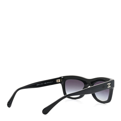 Chanel Acetate Calfskin Chain Rectangle Sunglasses 71626 Black 4 of 7